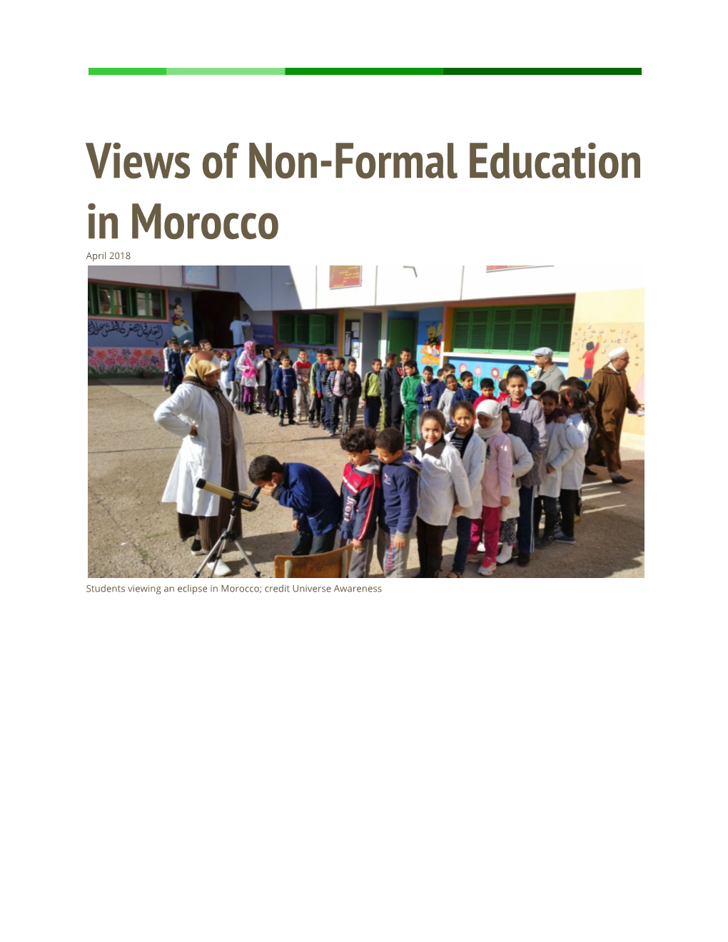 Views of Non-Formal Education in Morocco April 2018