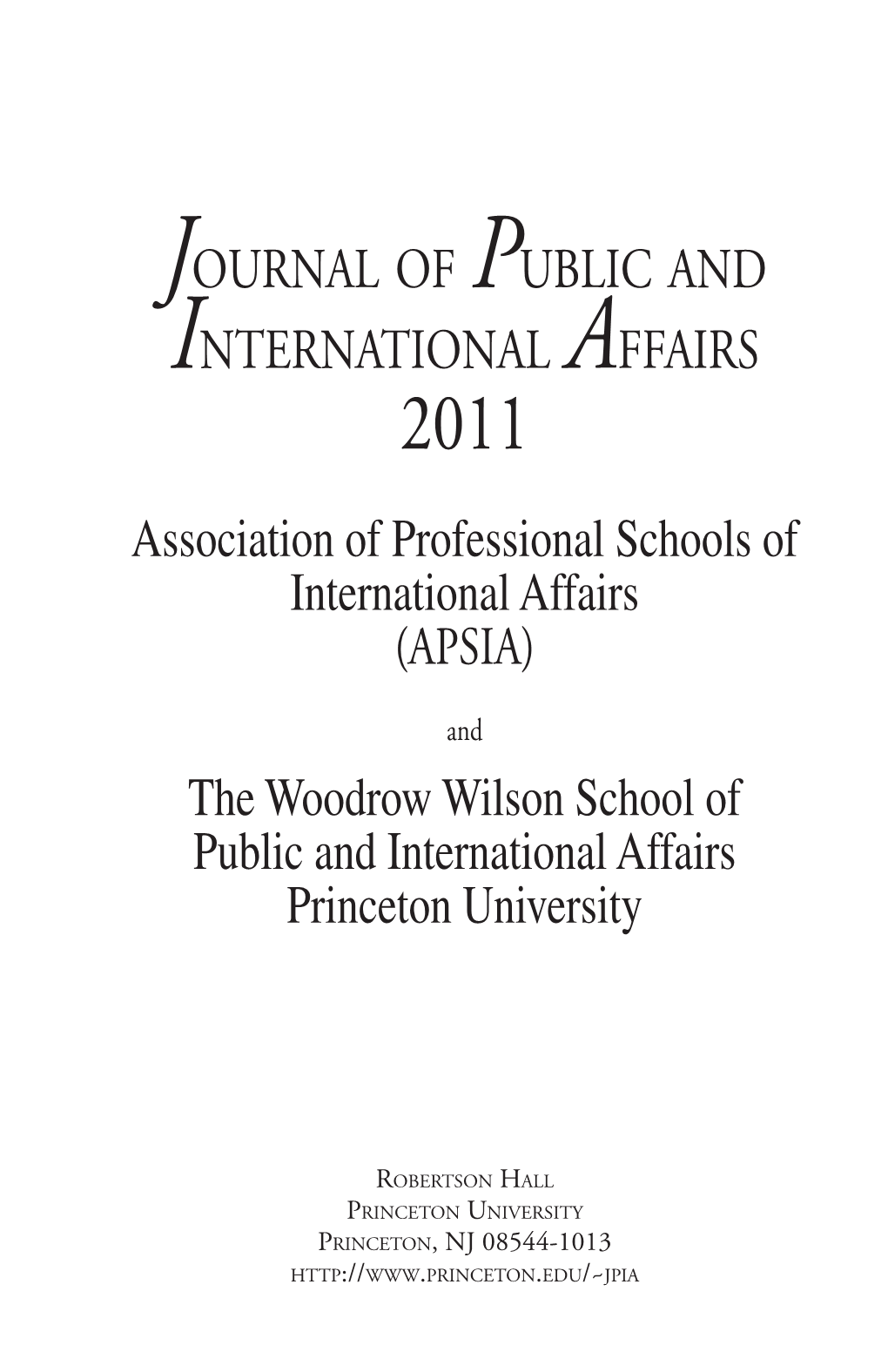 2011 Association of Professional Schools of International Affairs (APSIA)