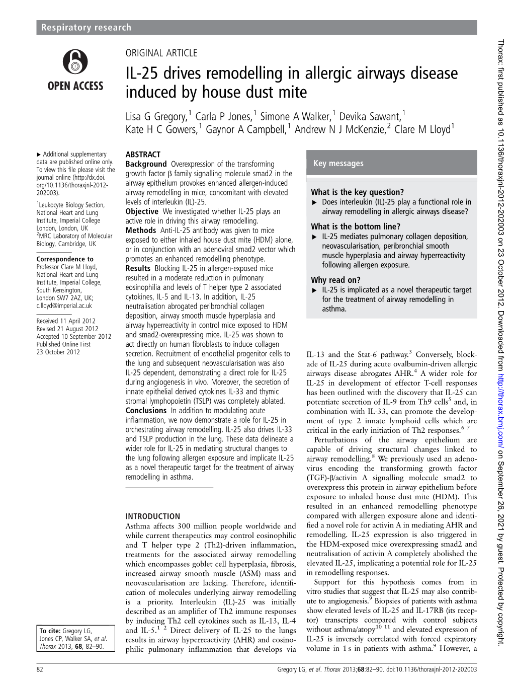 IL-25 Drives Remodelling in Allergic Airways Disease