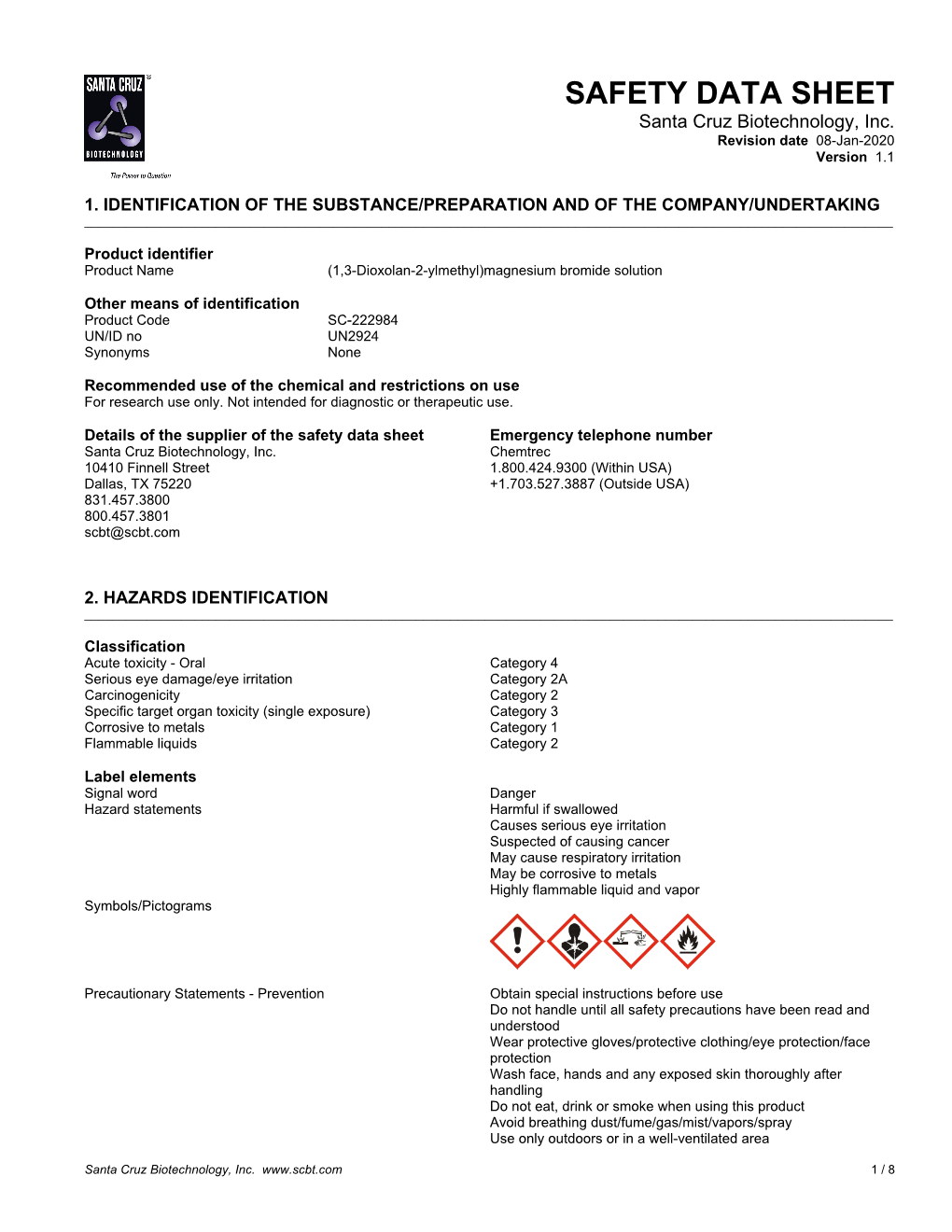 SAFETY DATA SHEET Santa Cruz Biotechnology, Inc