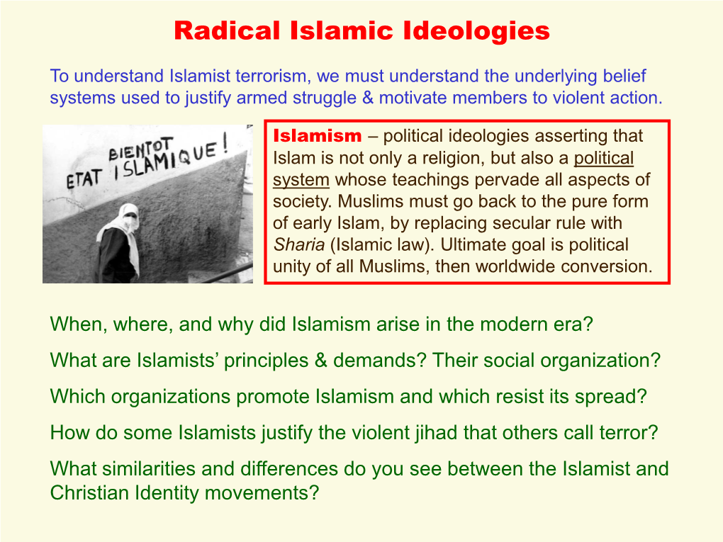 Radical Islamic Ideologies