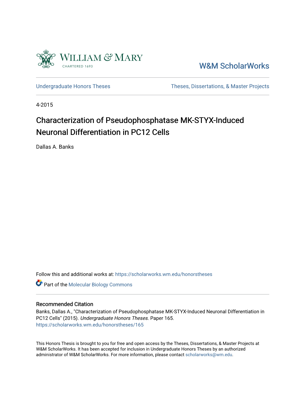 Characterization of Pseudophosphatase MK-STYX-Induced Neuronal Differentiation in PC12 Cells