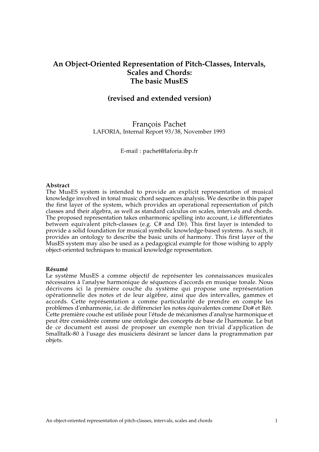 An Object-Oriented Representation of Pitch-Classes, Intervals, Scales and Chords: the Basic Muses