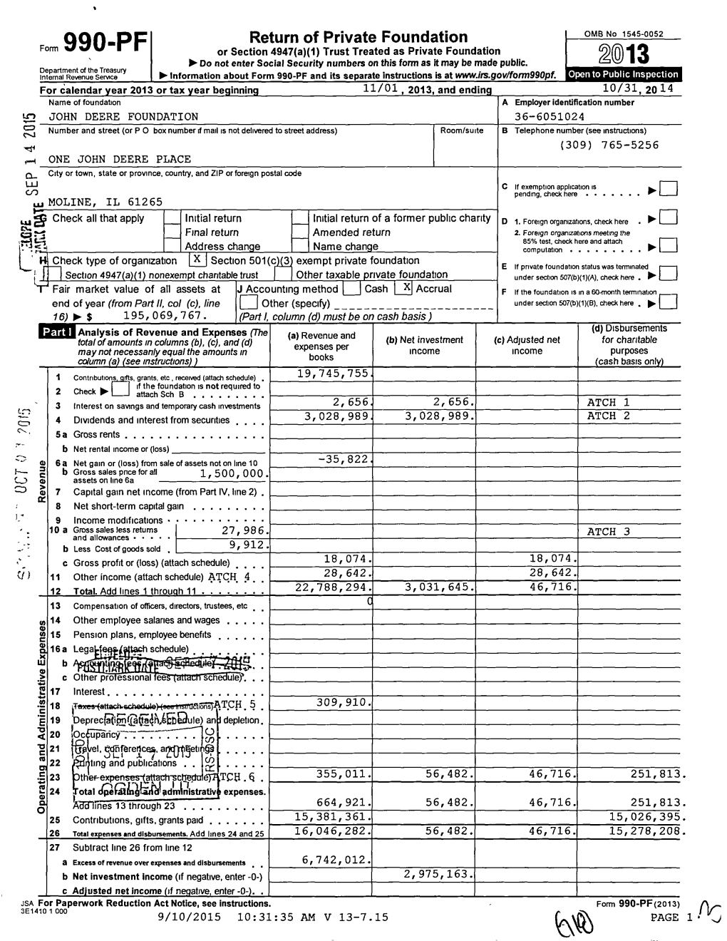 Form 990-PF Or Section 4947(A)(1) Trust Treated As Private Foundation 110- Do Not Enter Social Security Numbers on This Form As It May Be Made Public