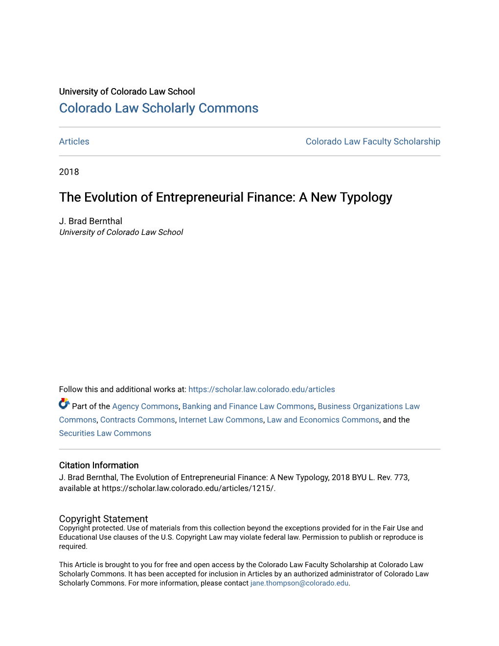 The Evolution of Entrepreneurial Finance: a New Typology