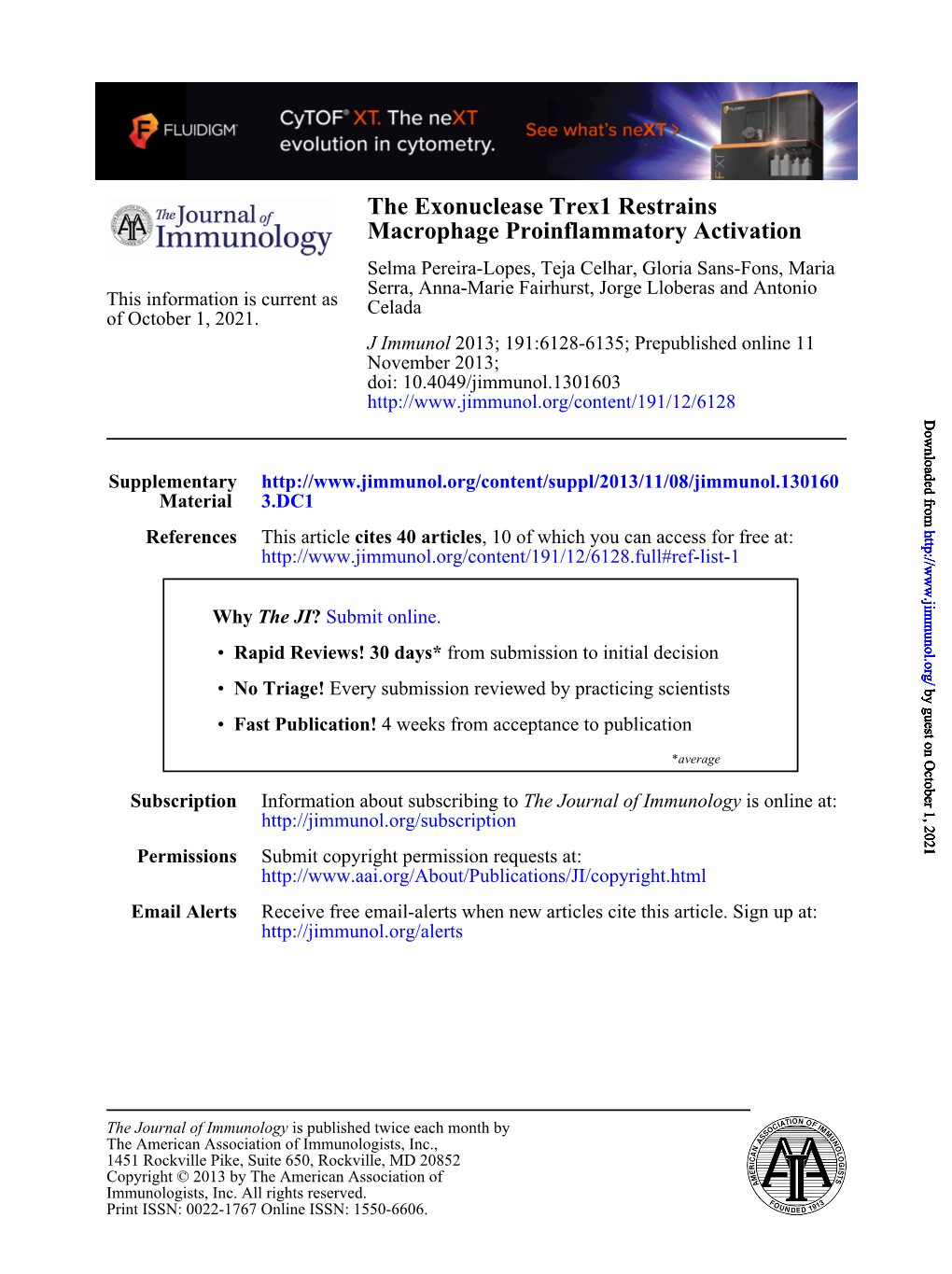 Macrophage Proinflammatory Activation the Exonuclease Trex1