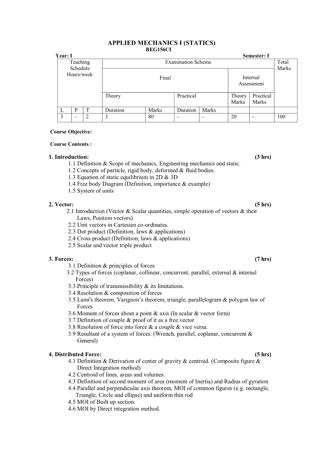 Applied Mechanics I(Statics)