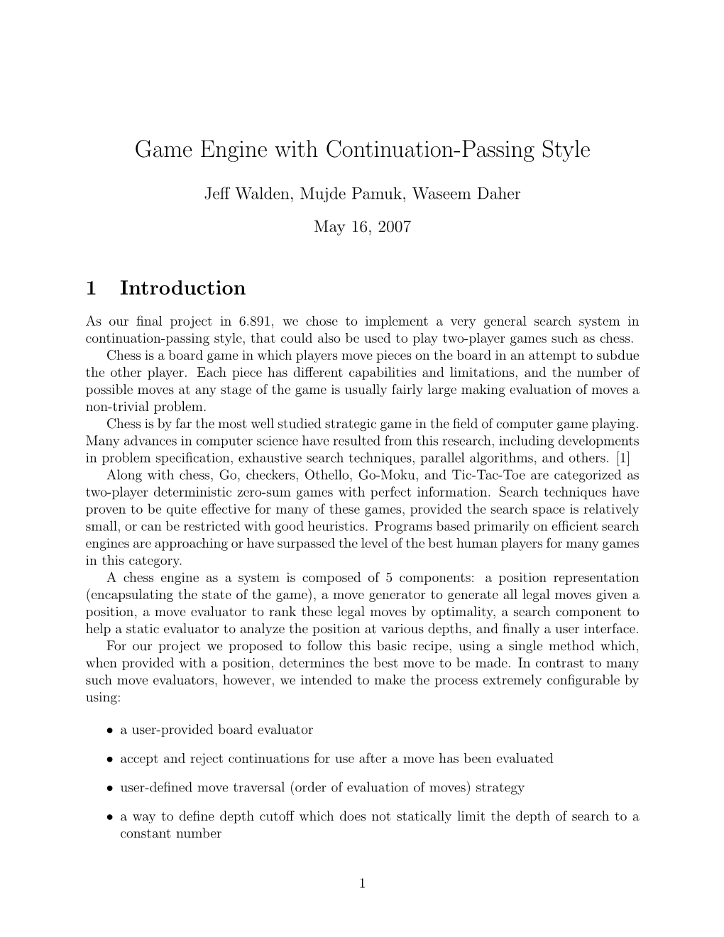 Game Engine with Continuation-Passing Style
