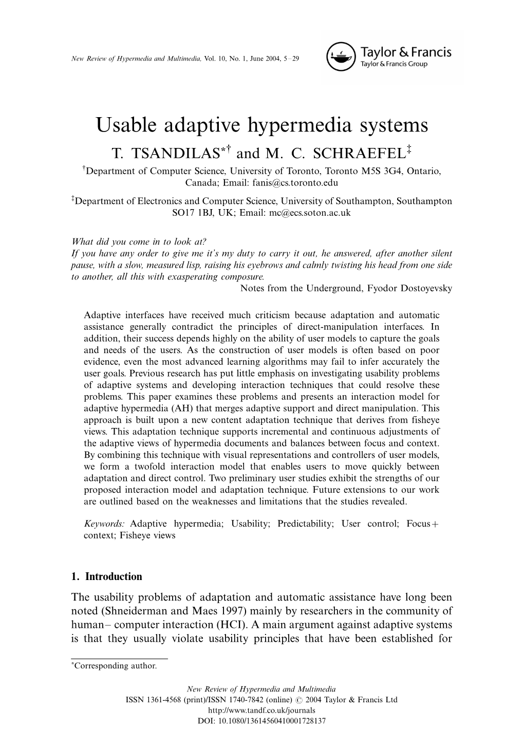 Usable Adaptive Hypermedia Systems T