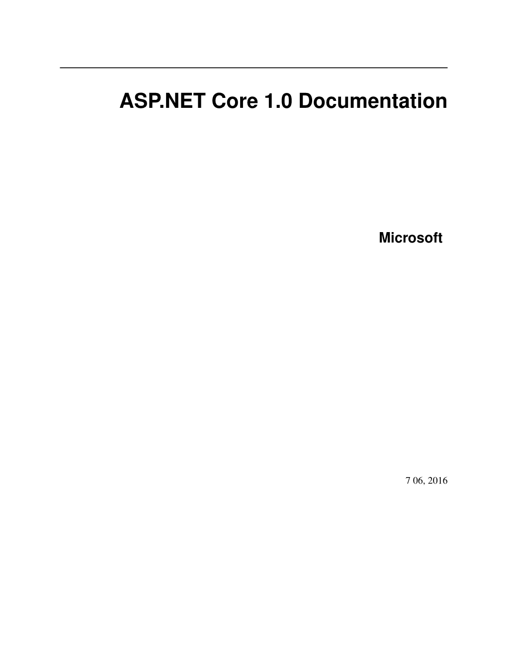 ASP.NET Core 1.0 Documentation