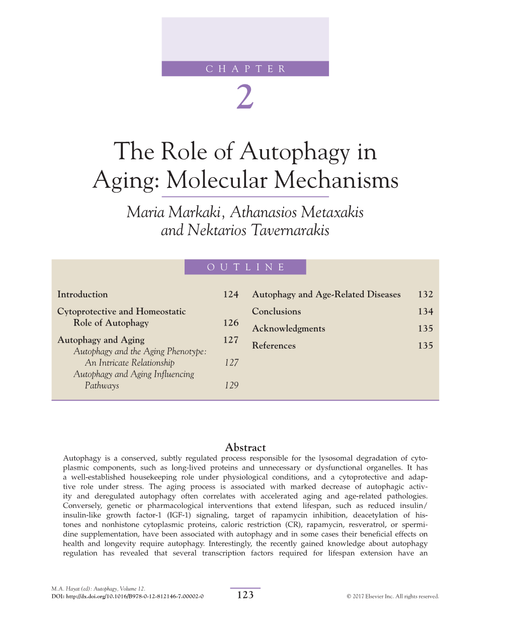 Chapter 2. the Role of Autophagy in Aging: Molecular Mechanisms