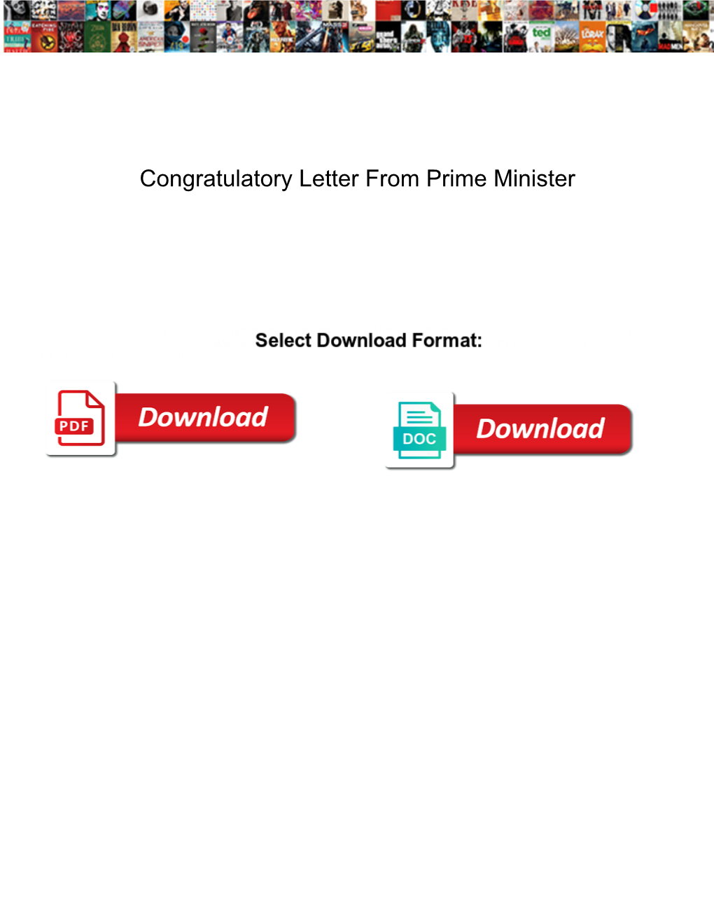 Congratulatory Letter from Prime Minister