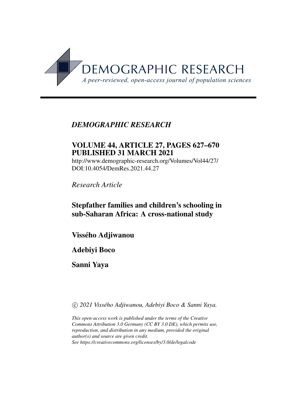 Stepfather Families and Children's Schooling in Sub-Saharan Africa