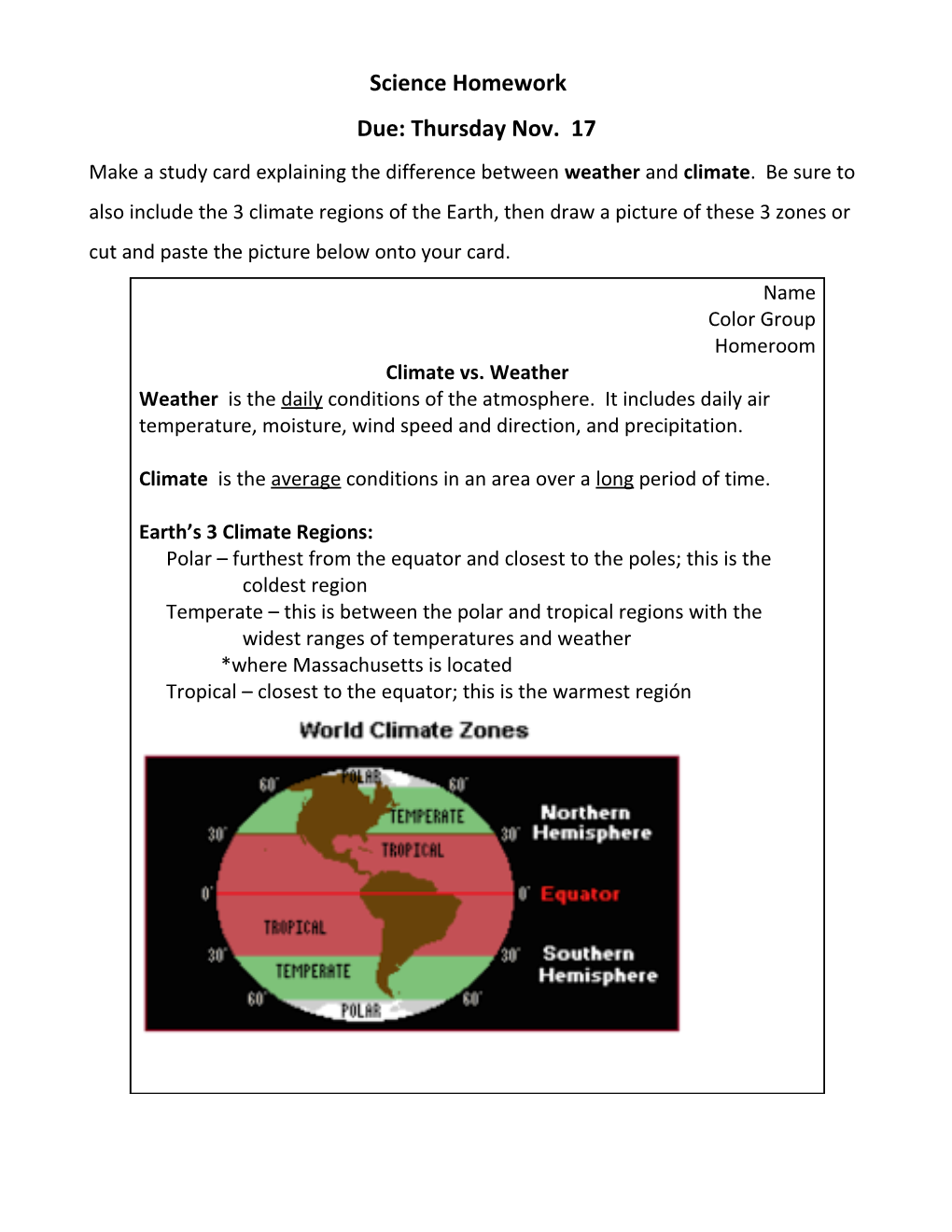 Science Homework – Scientific Method Study Card