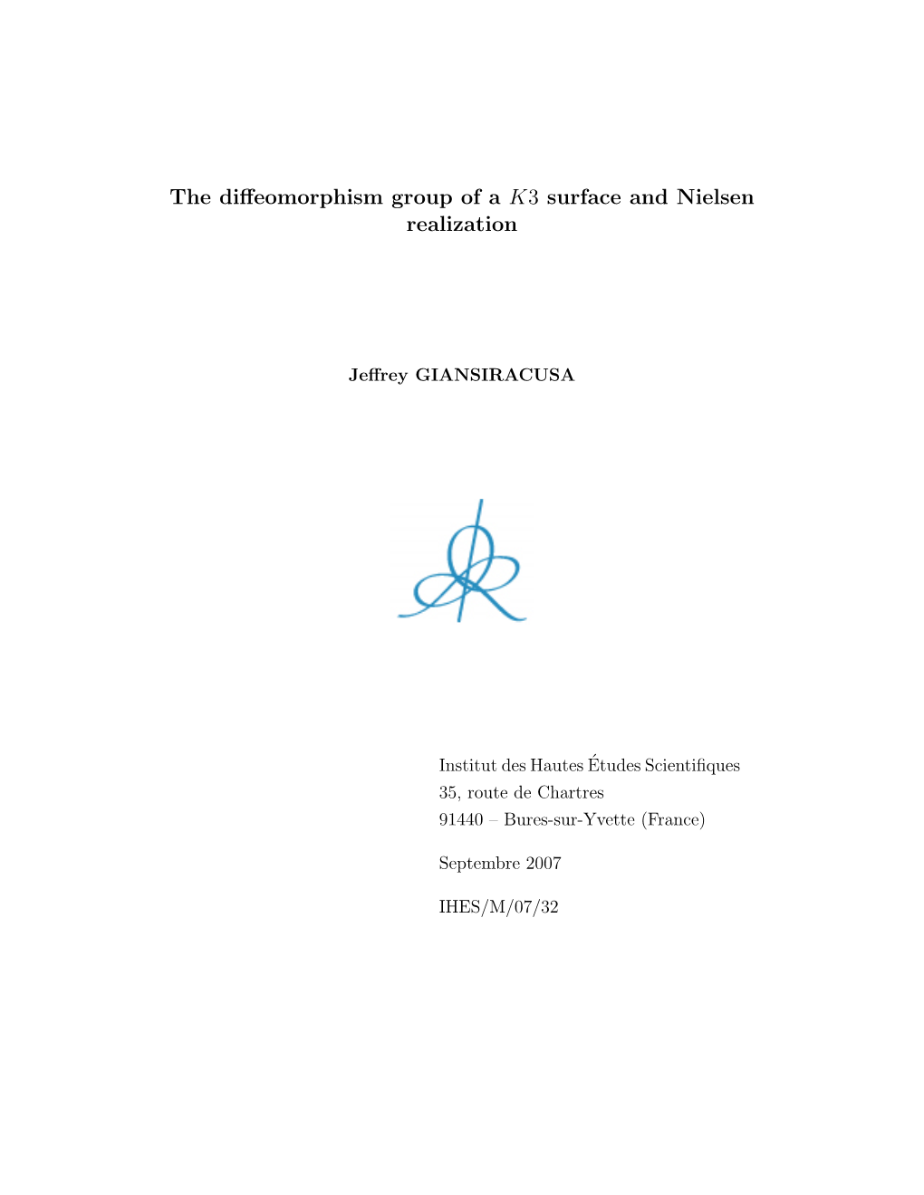 The Diffeomorphism Group of a K3 Surface and Nielsen Realization 3