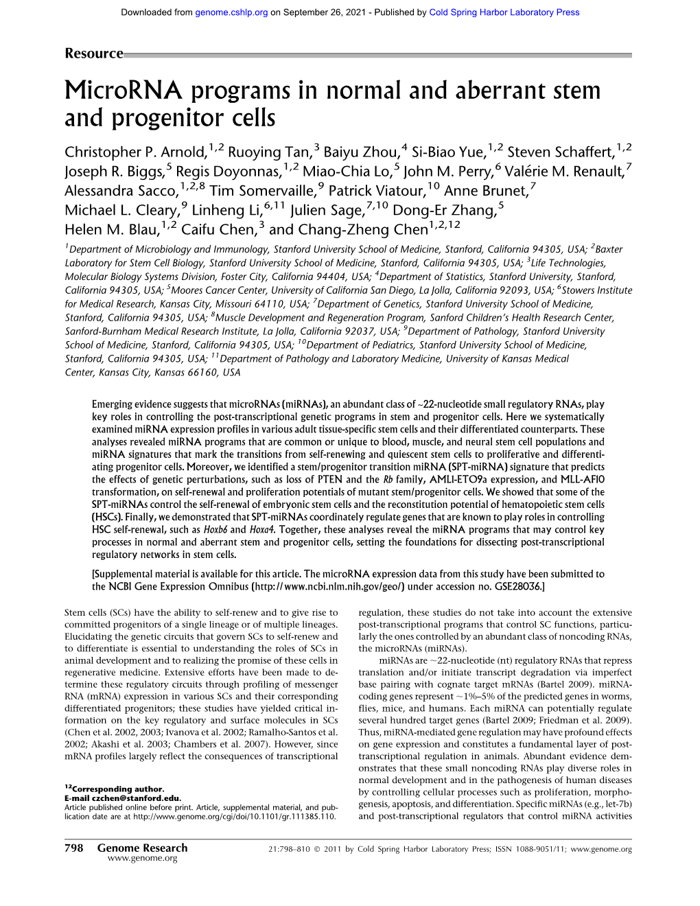 Microrna Programs in Normal and Aberrant Stem and Progenitor Cells