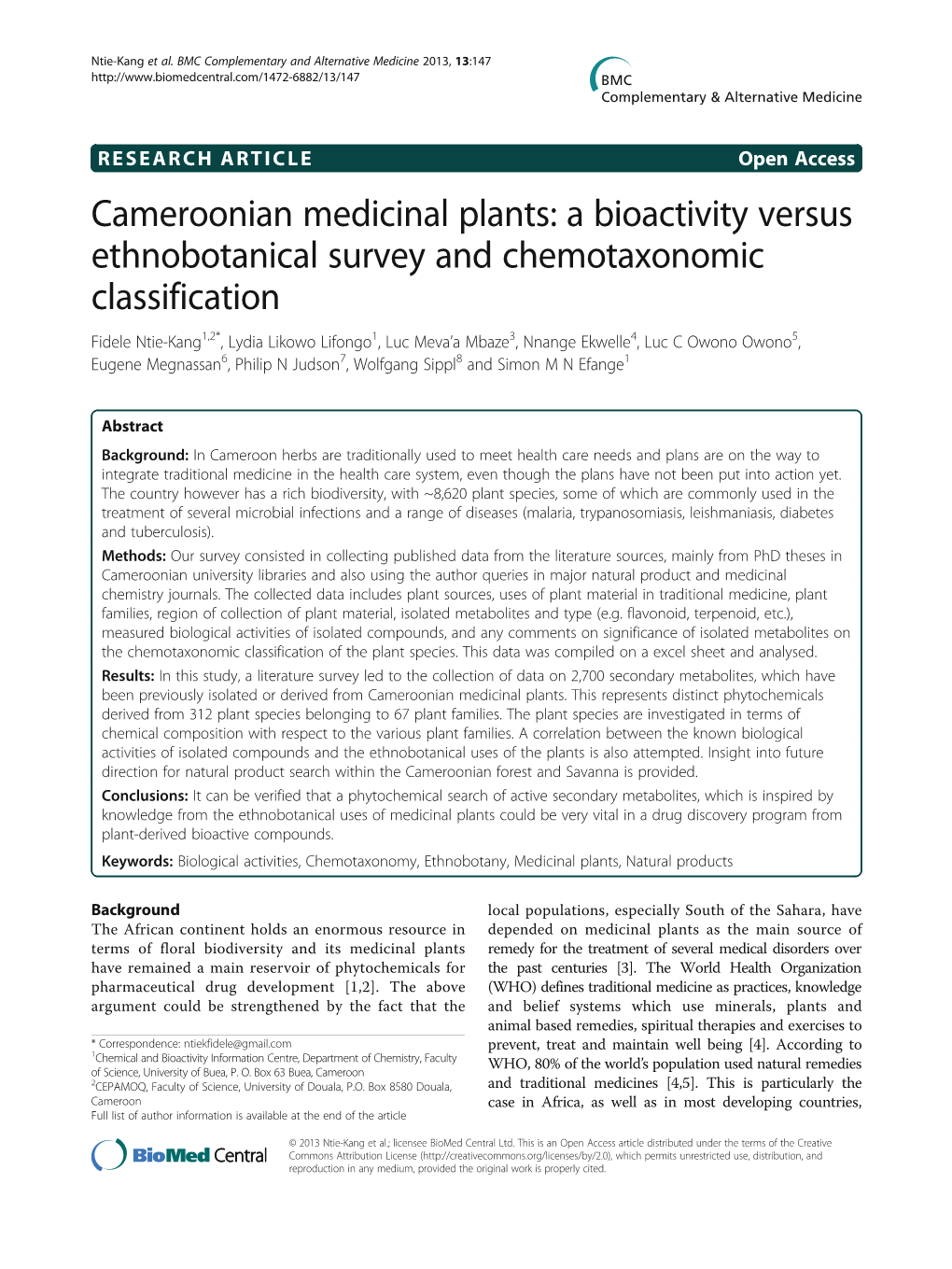 Cameroonian Medicinal Plants