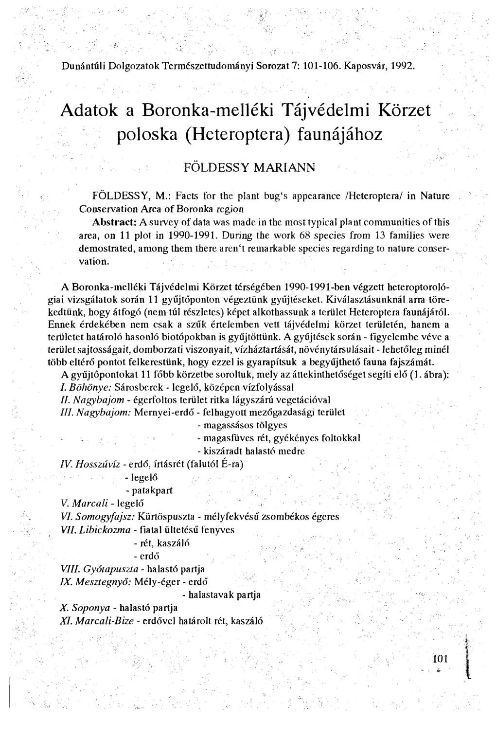 A Boronka-Melléki Tájvédelmi Körzet Élővilága (Dunántúli Dolgozatok