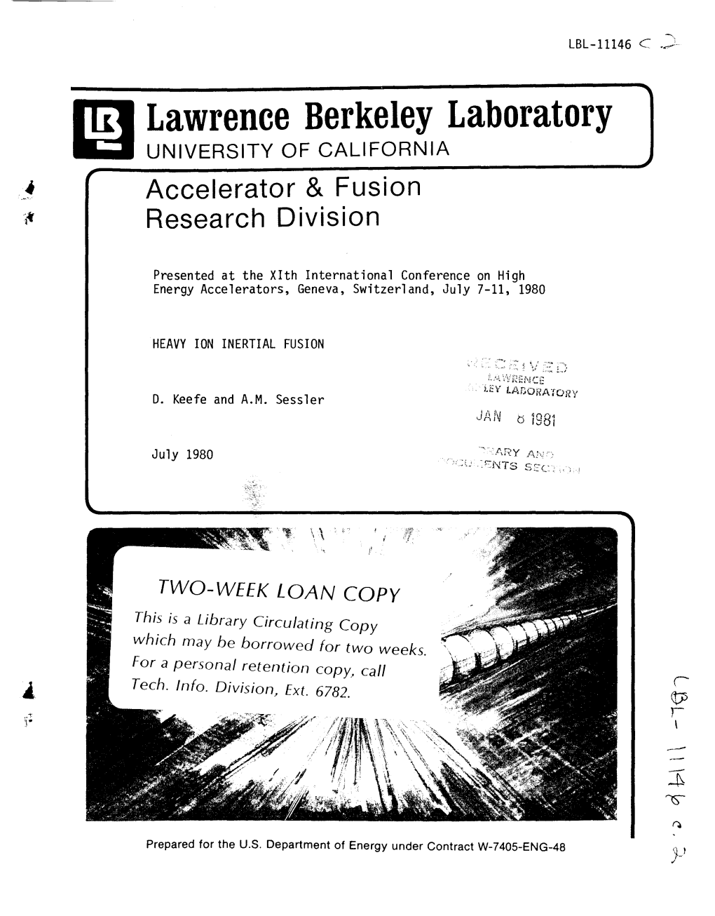 Lawrence Berkeley Laboratory UNIVERSITY of CALIFORNIA F