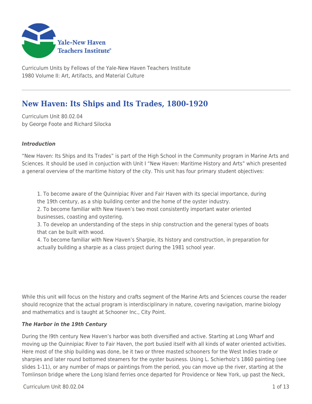 New Haven: Its Ships and Its Trades, 1800-1920