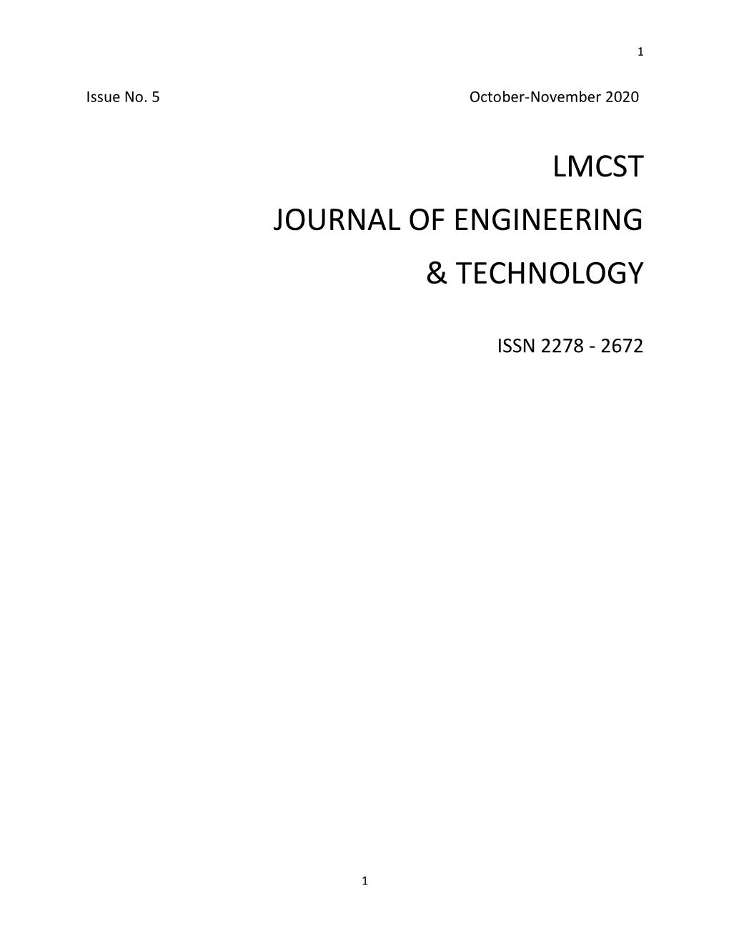 Lmcst Journal of Engineering & Technology