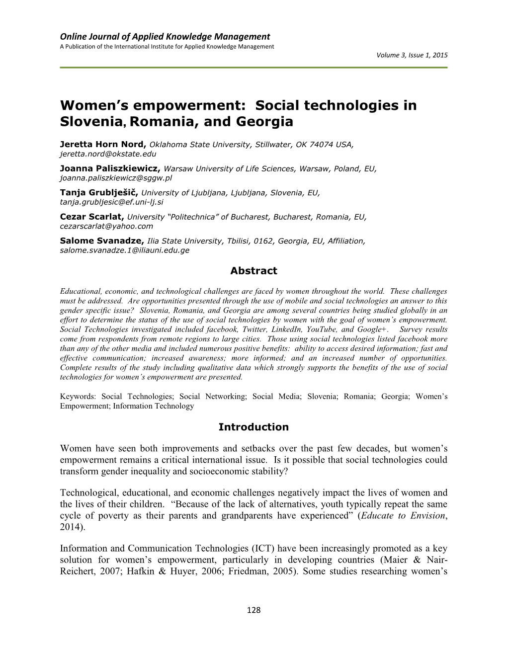 Social Technologies in Slovenia, Romania, and Georgia