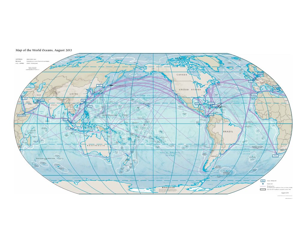 Map of the World Oceans, August 2013