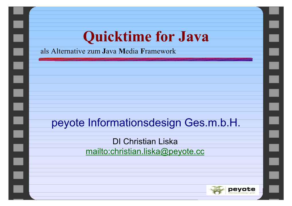 Quicktime for Java Als Alternative Zum Java Media Framework