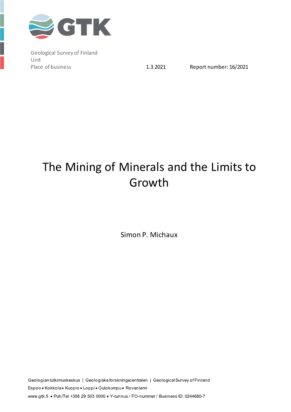 The Mining of Minerals and the Limits to Growth