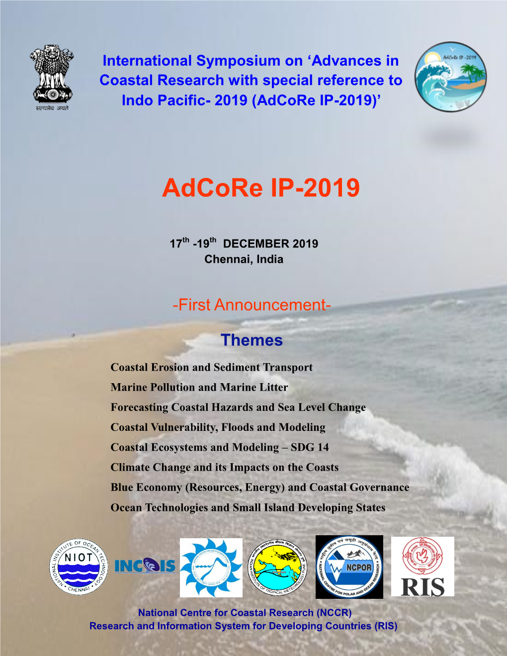 Advances in Coastal Research with Special Reference to Indo Pacific- 2019 (Adcore IP-2019)’