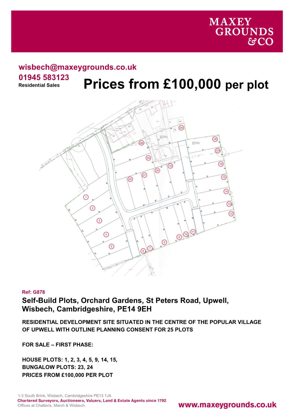 Prices from £100,000 Per Plot