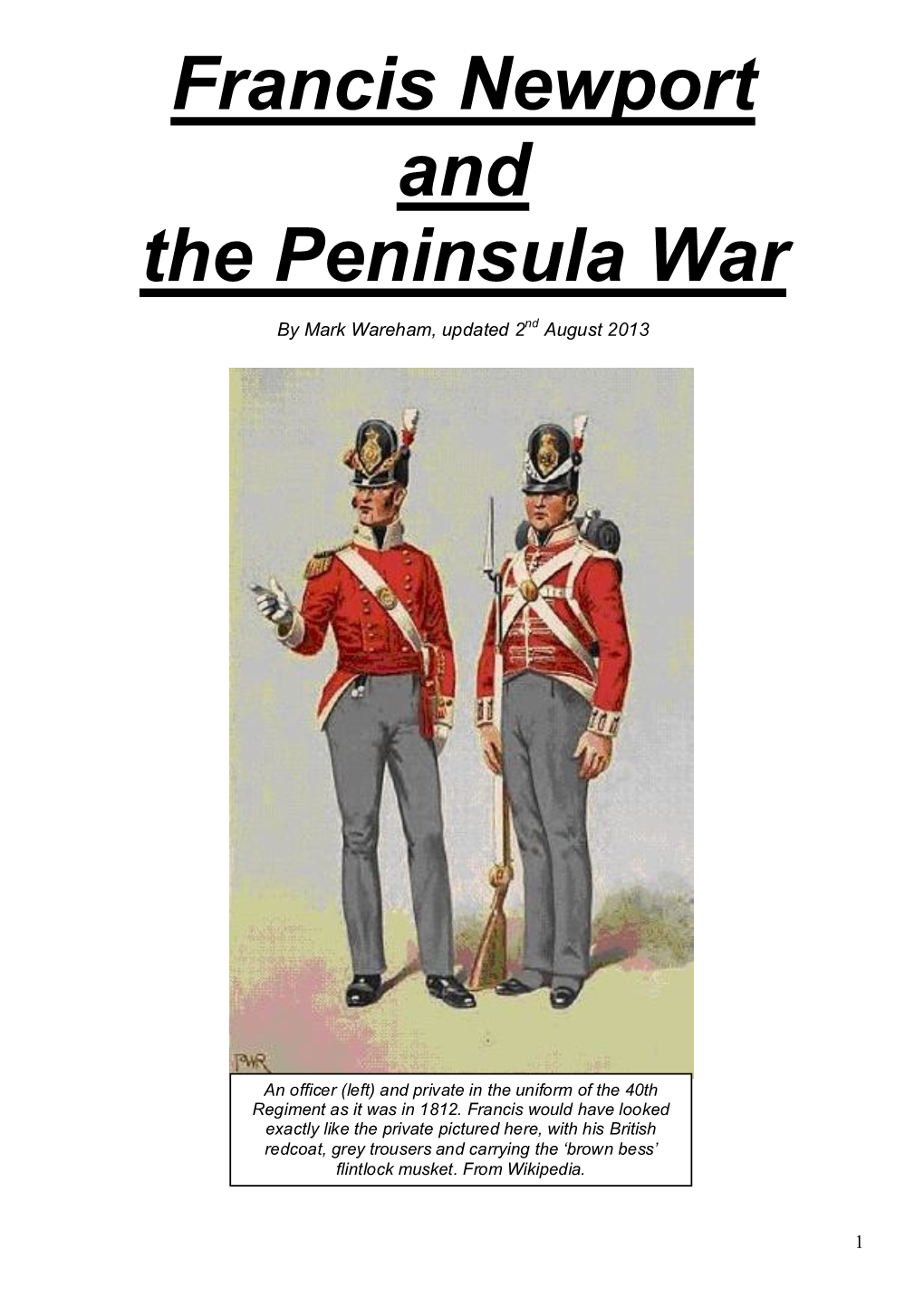 Francis Newport and the Peninsula War