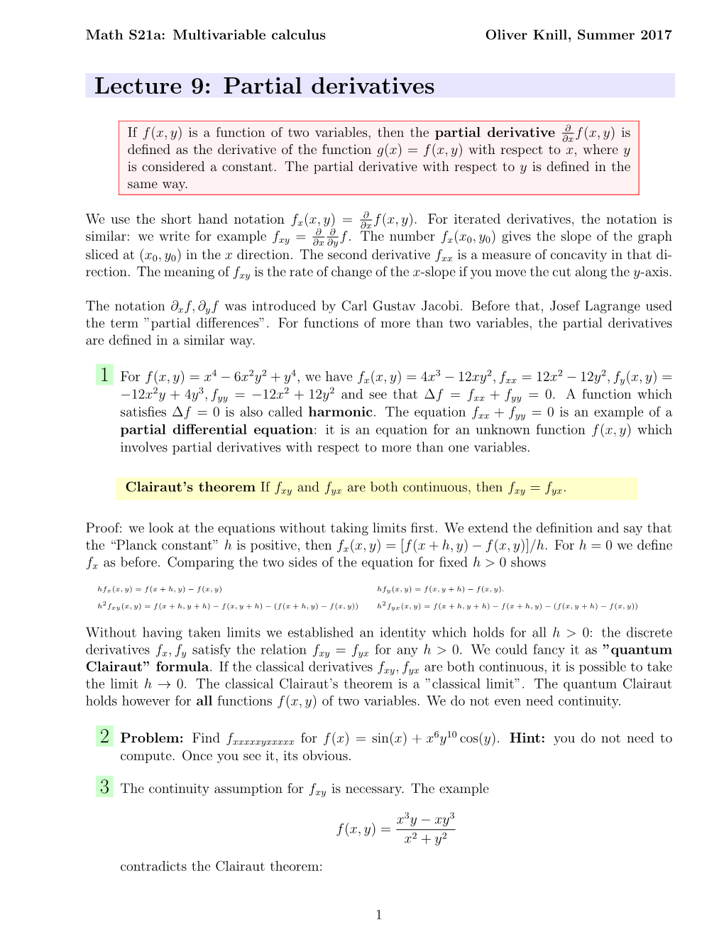 Partial Derivatives