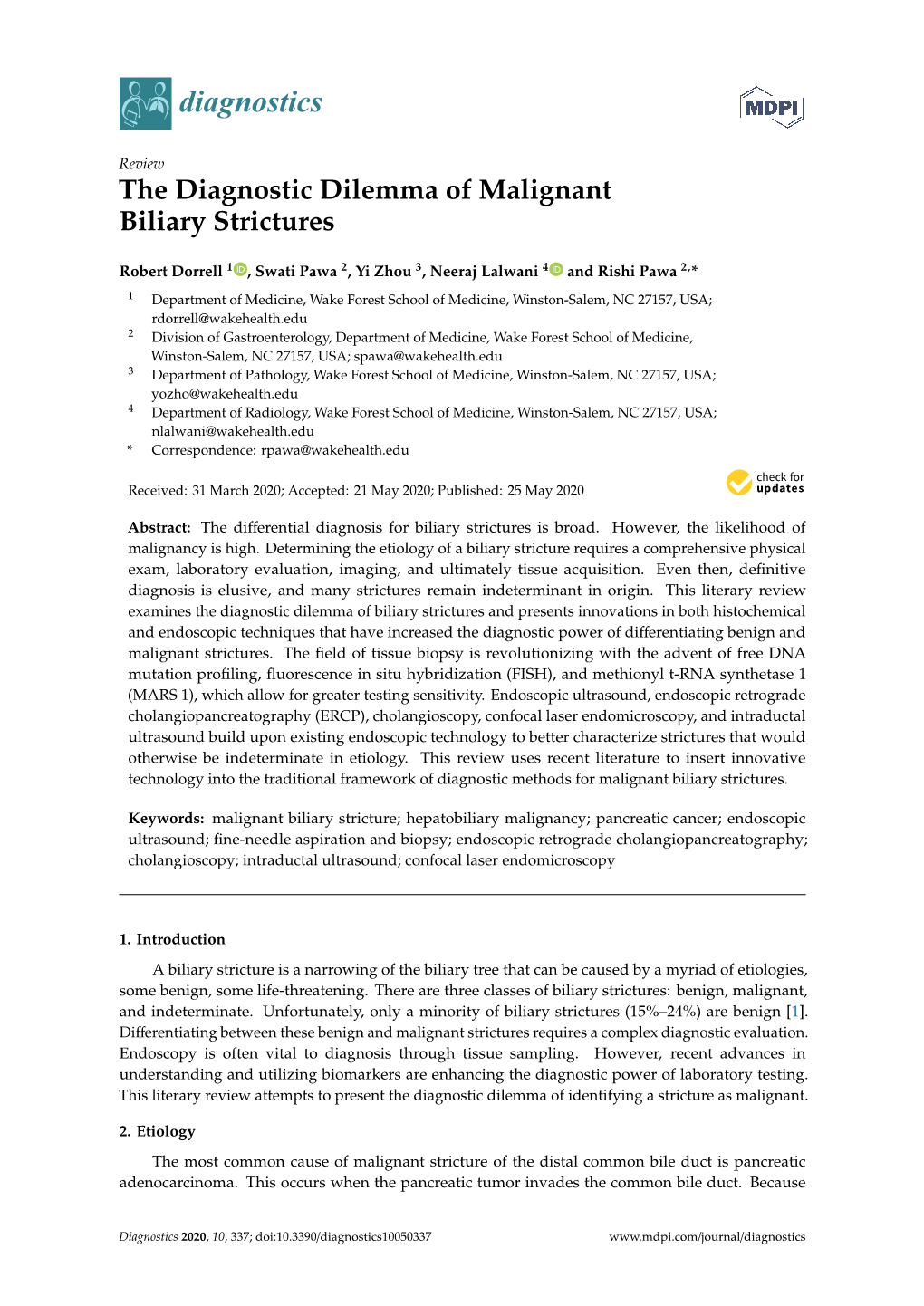 The Diagnostic Dilemma of Malignant Biliary Strictures