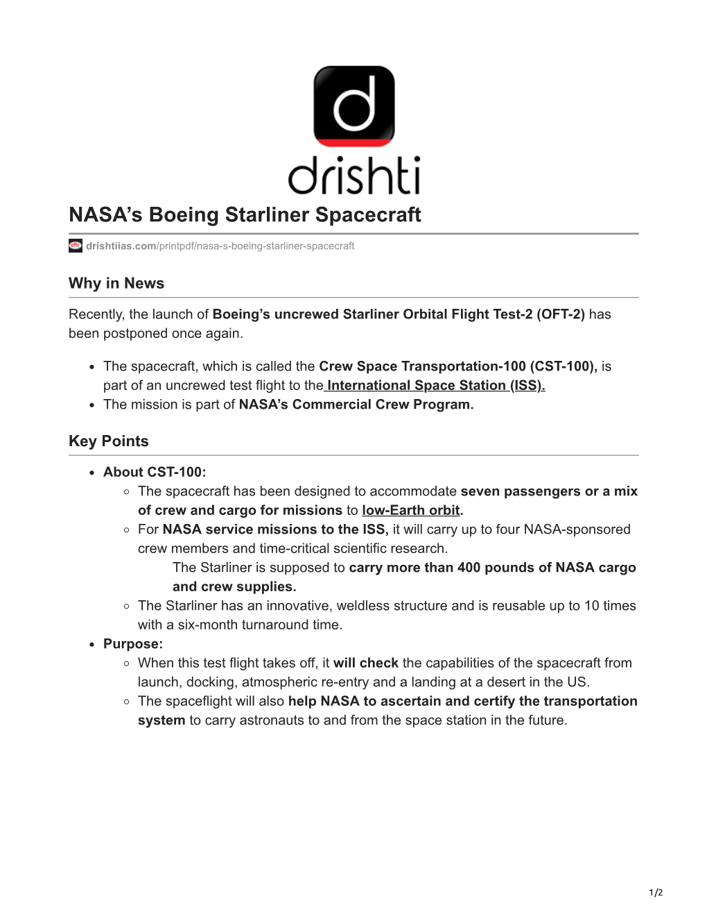 NASA's Boeing Starliner Spacecraft