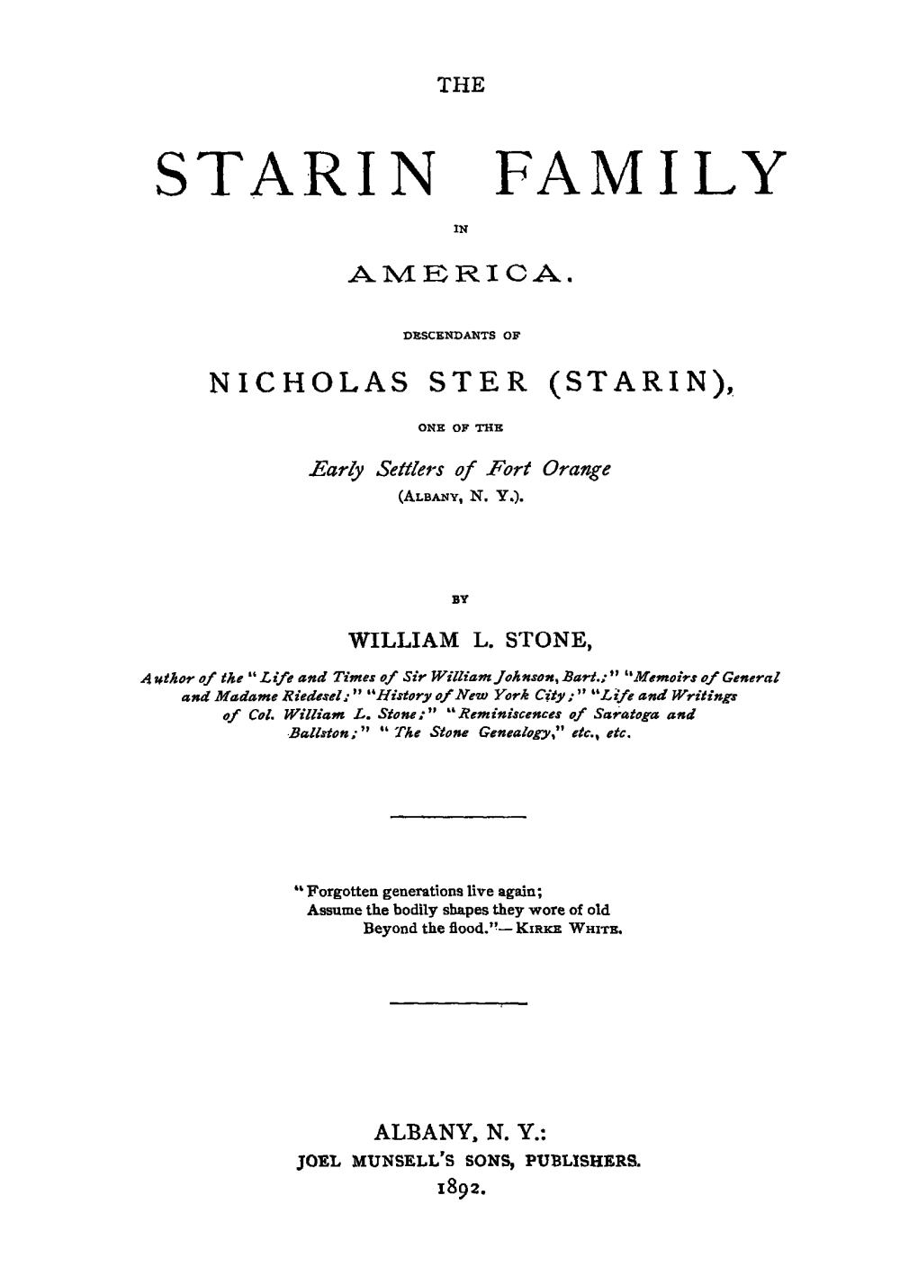 Starin Family