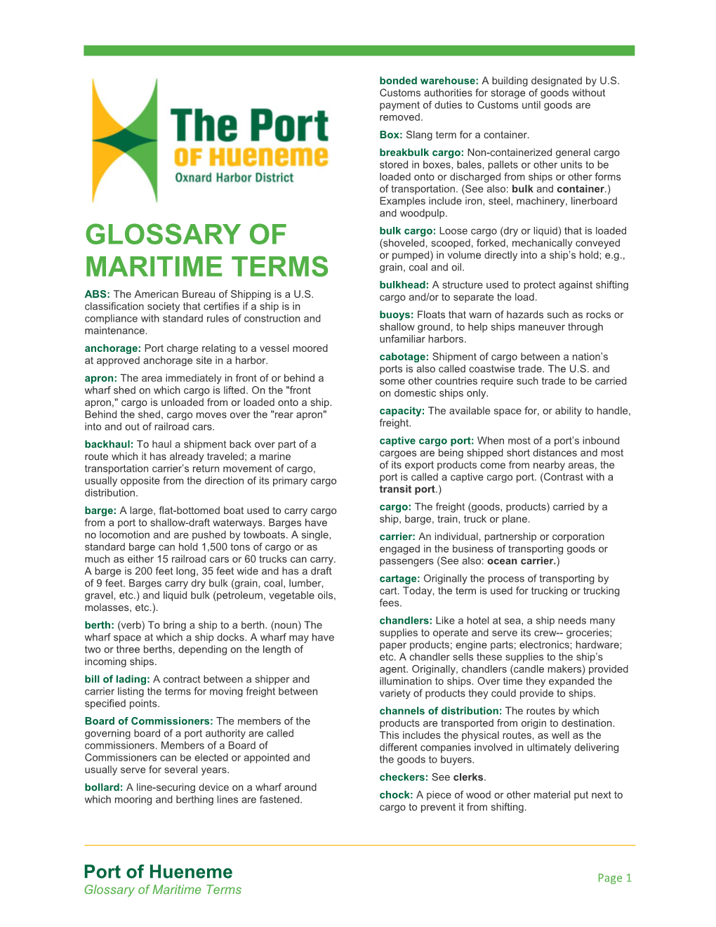 Glossary of Maritime Terms