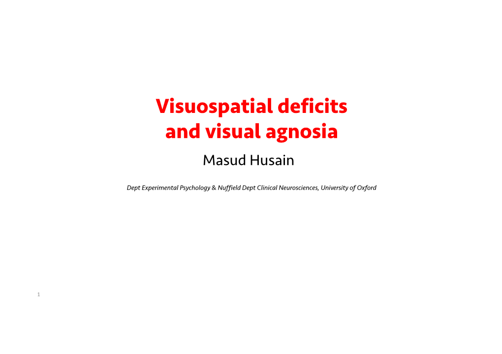 Website Lecture 3 Visuospatial Deficits and Visual Agnosia