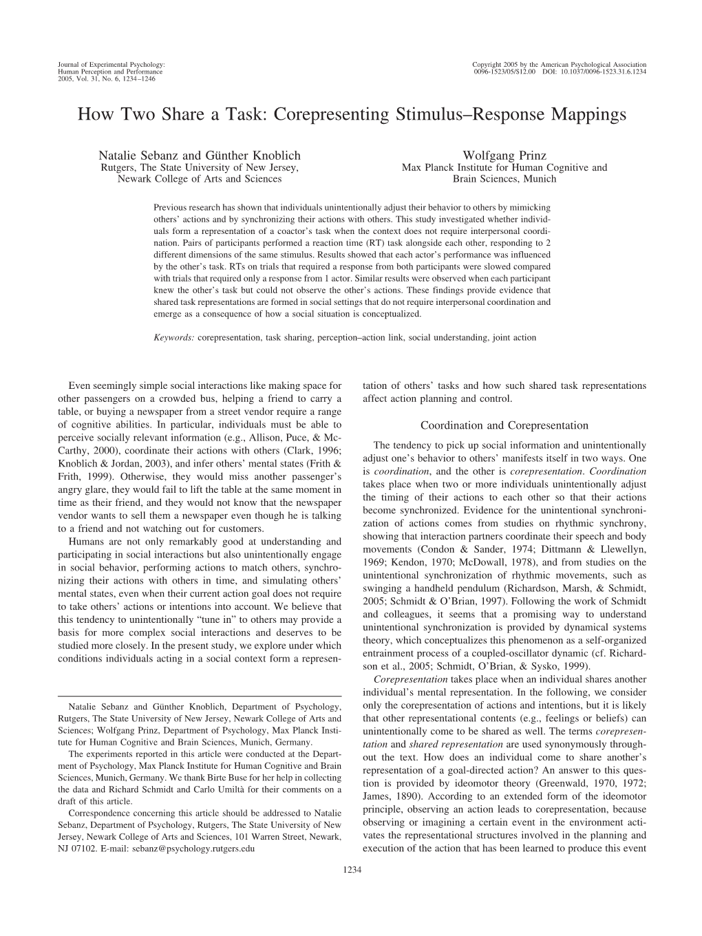 Corepresenting Stimulus–Response Mappings