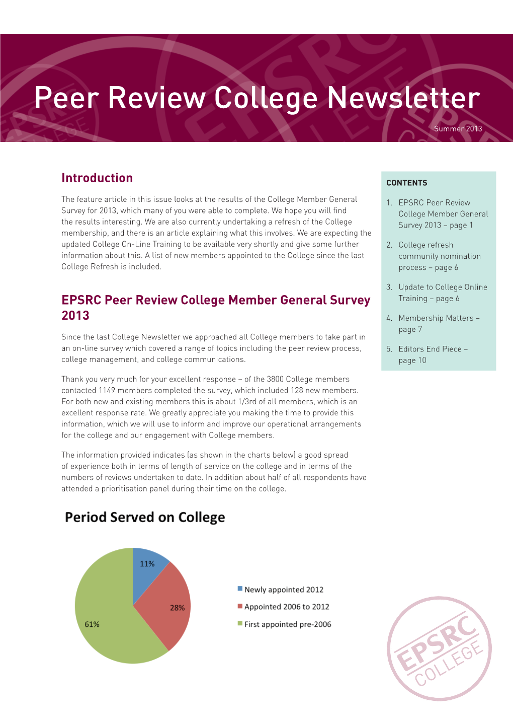 Peer Review College Newsletter