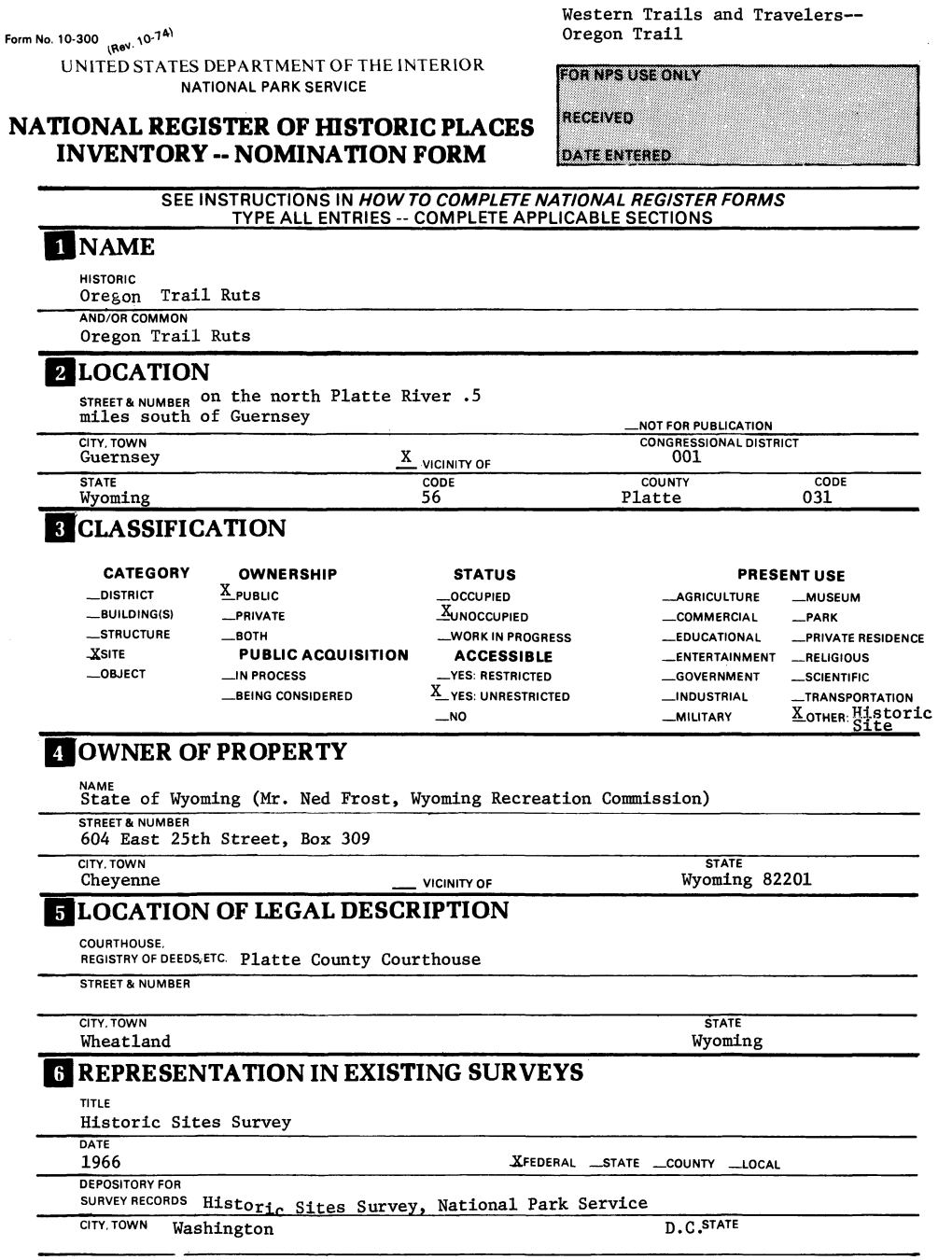 Oregon Trail Ruts National Register Form.Pdf