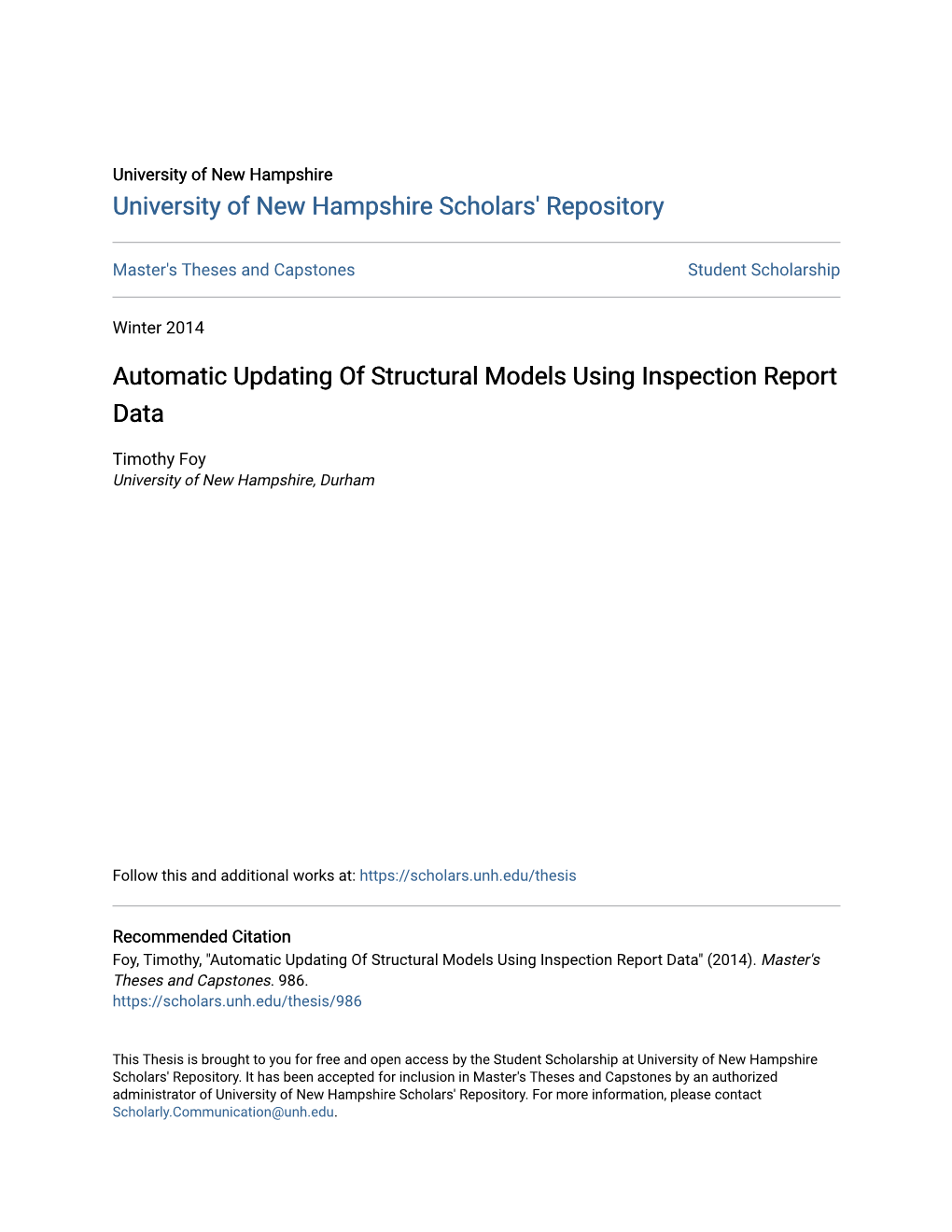 Automatic Updating of Structural Models Using Inspection Report Data