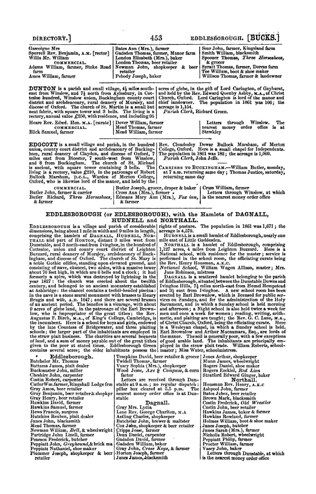 EDDLESBOROUGH {Or EDLESBOROUGH), with the Hamlets of DAGNALL, HUDNELL and NOR'l'hall