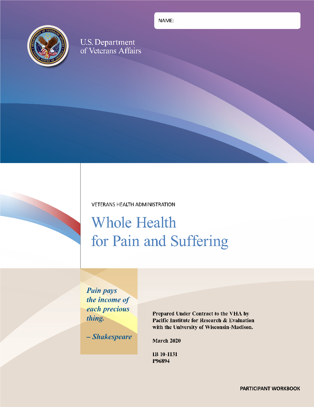 Whole Health for Pain and Suffering Workbook