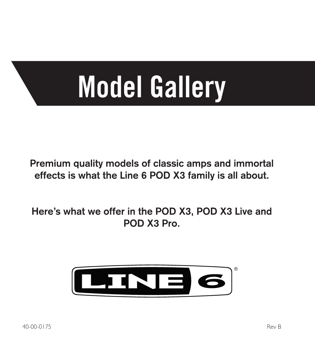 Line 6 POD X3 Family Model Gallery