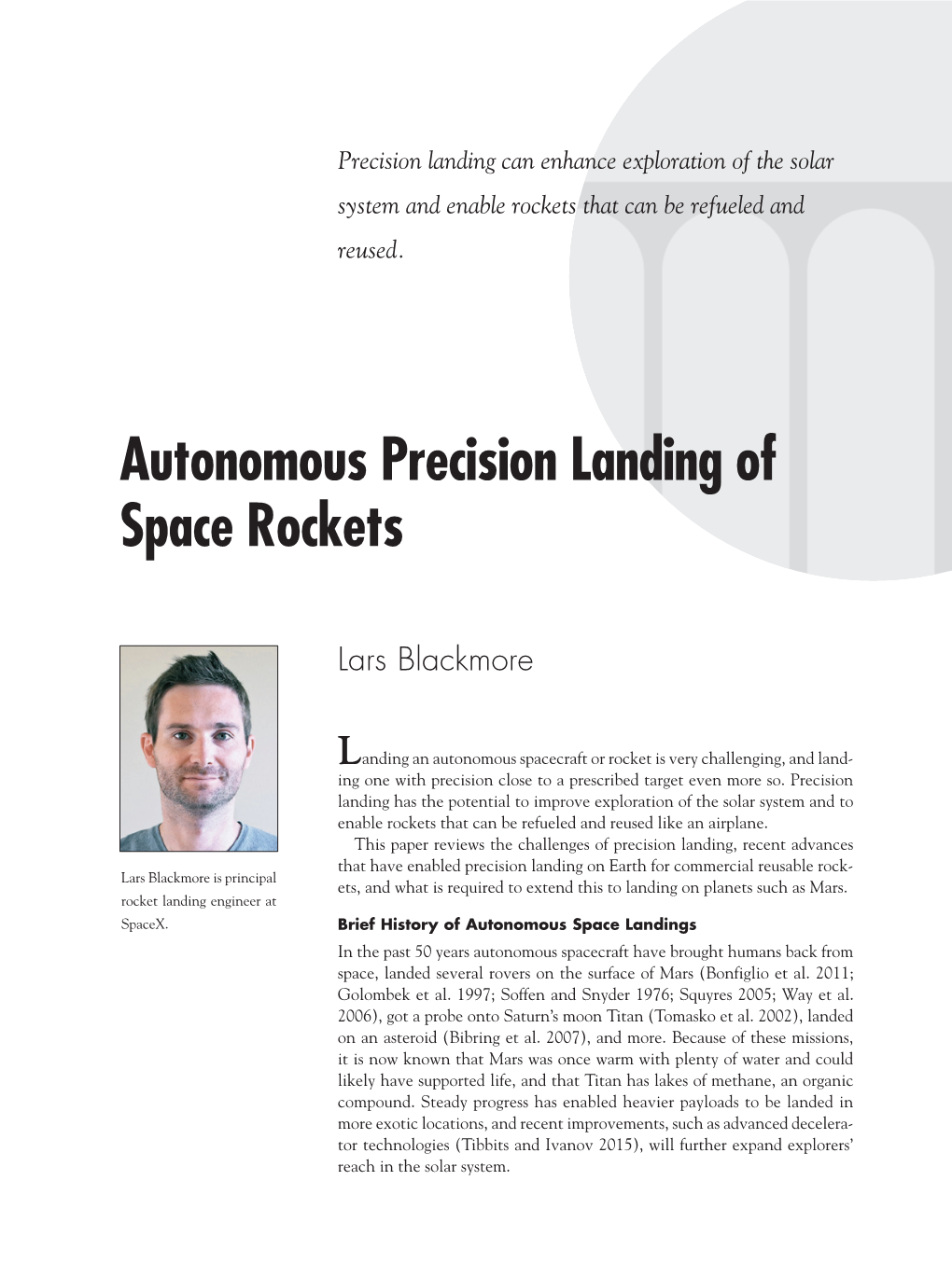 Autonomous Precision Landing of Space Rockets