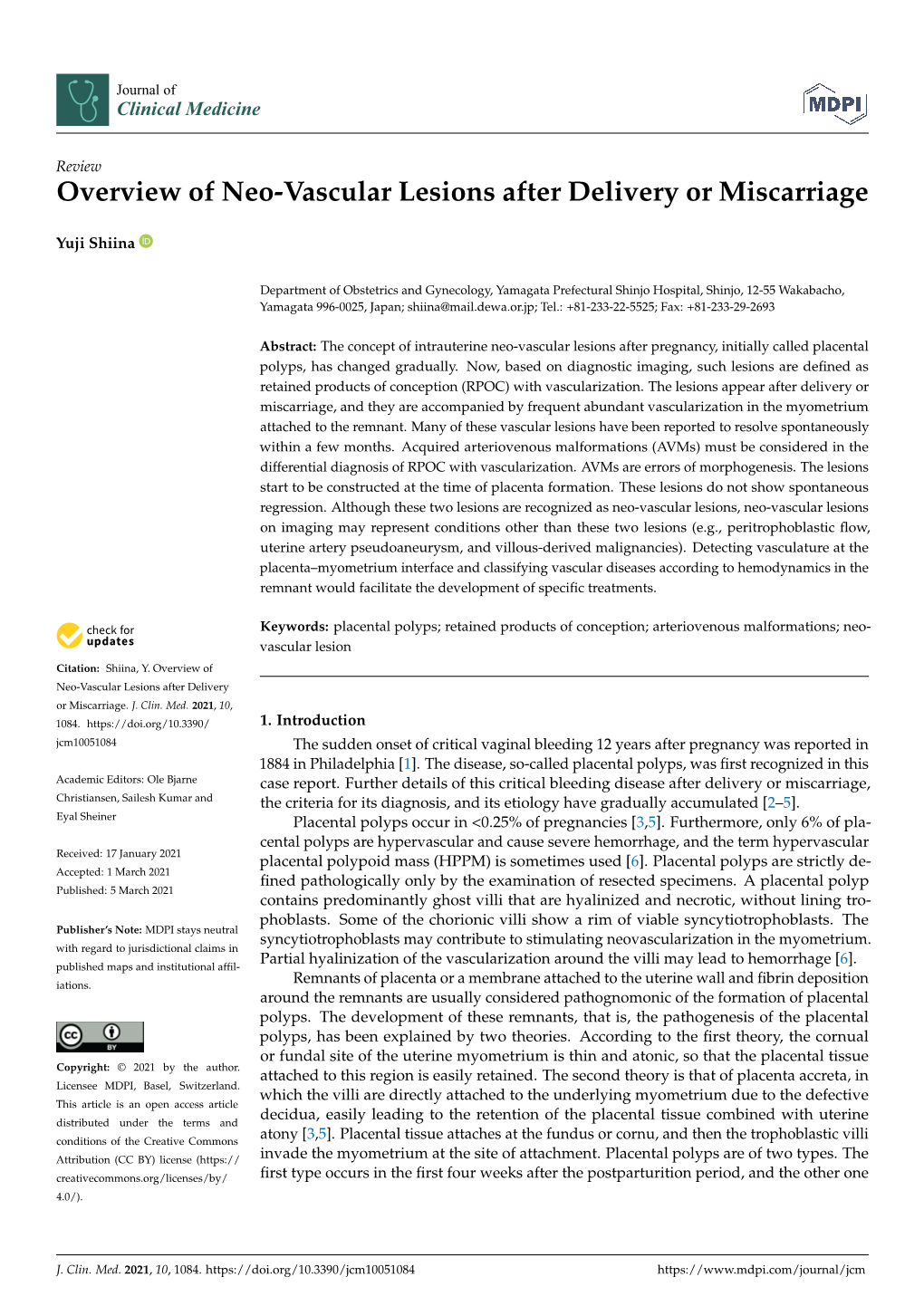 Overview of Neo-Vascular Lesions After Delivery Or Miscarriage