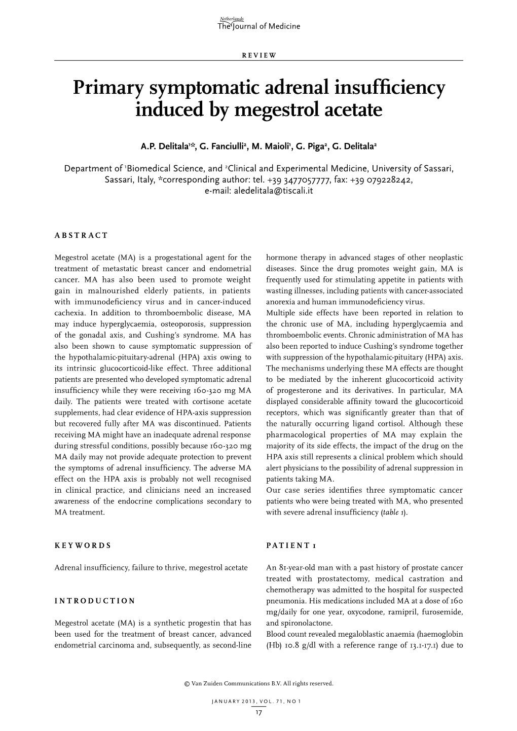 Primary Symptomatic Adrenal Insufficiency Induced by Megestrol Acetate