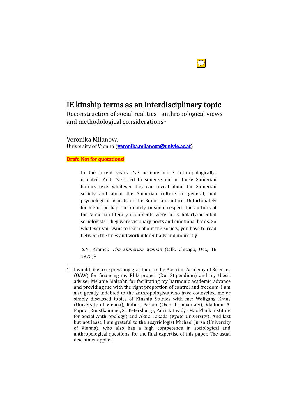 IE Kinship Terms As an Interdisciplinary Topic Reconstruction of Social Realities –Anthropological Views and Methodological Considerations1