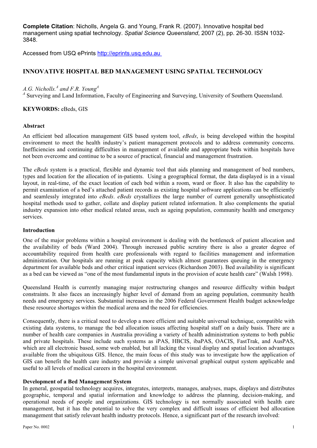 Innovative Hospital Bed Management Using Spatial Technology